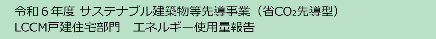 サステナブル建築物等先導事業（省CO2先導型）住宅部門